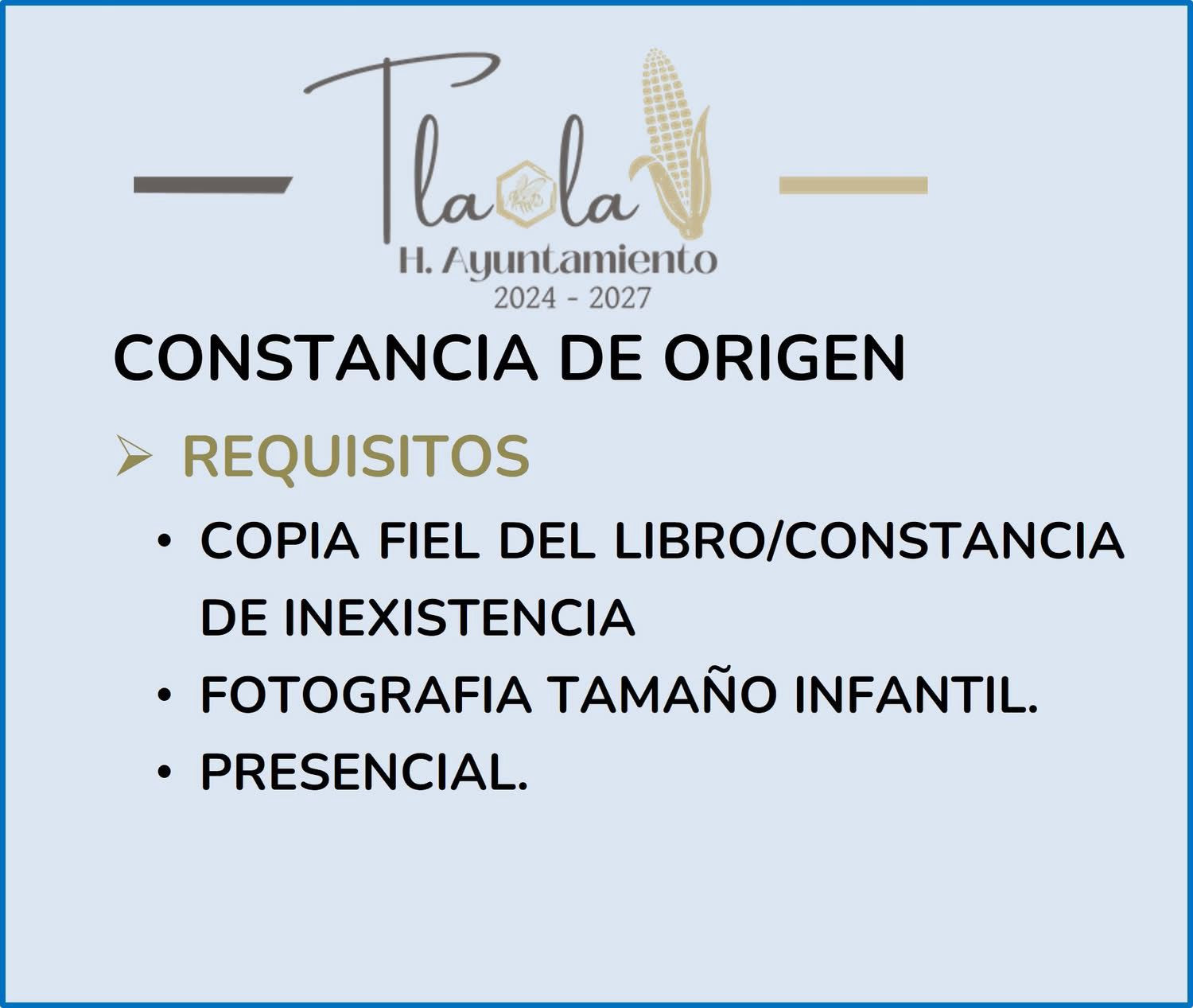 requisitos para las constancias que expiden en la oficina de presidencia